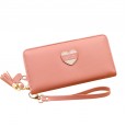 Wallet ladies long zipper wallet new Japanese and Korean fashion large capacity heart-shaped tassel phone clutch
