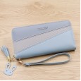 New ladies clutch bag wallet female long section Korean version contrast color stitching zipper tassel large capacity wallet mobile phone bag
