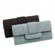 Korean version of the new three-fold ladies wallet retro lychee pattern large capacity long wallet