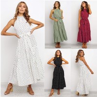 Spring and summer new women's skirt mid-length lace polka dot dress