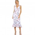 Summer New Women's Skirt V-neck Slim Print Ruffle Dress