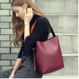 Spring and summer new leather handbags hit the color bucket casual fashion leather shopping bag shoulder bag
