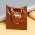 Summer new cowhide female bag fashion ladies bag simple tote bag large capacity fashion portable shopping bag
