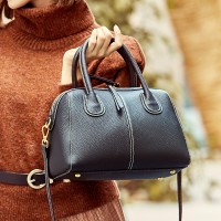 Boston leather handbag pillow bag handbag spring and summer first layer cowhide lychee shoulder crossbody bag