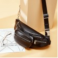 The new oblique cross-body chest bag female leather tide fashion oblique span king bag star model casual wild chest bag