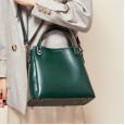 Spring and summer new version of retro oil wax cowhide bag classic wild bucket bag leather female bag