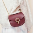 Bag female leather female bag fashion retro niche design chain bag retro small round bag