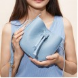 First layer cowhide bag female new fashion wild niche design lychee pattern bucket bag female shoulder messenger bag