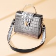 Leather handbags Kelly bag female crocodile pattern new shoulder bag fashion portable crossbody bag cowhide ladies bag