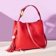 Bag women new cowhide women bag bucket bag wild style women bag simple tassel shoulder ladies bag