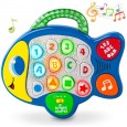 Baby music toys puzzle early education sound and light happy fish English French learning machine music learning little whale