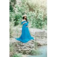Women's lace pregnant women trailing short-sleeved one-piece dress skirt photography flying flying sleeve dress 8919