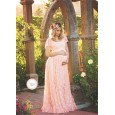 Women's lace pregnant women lotus leaf short-sleeved dress long dress photography flying flying sleeve dress 8859