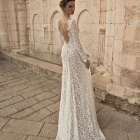 Autumn and winter girl fantasy V-neck leaky back long-sleeved mop dress lace nightclub evening dress long dress 8818
