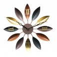 Creative leaf decoration wall clock European retro wrought iron wall clock living room clock can