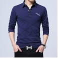 Men's spring and autumn new men's long-sleeved cotton t-shirt bottoming shirt Korean POLO shirt t-shirt men's large size