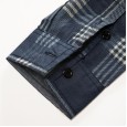 New large size men's denim long-sleeved plaid shirt shirt 9