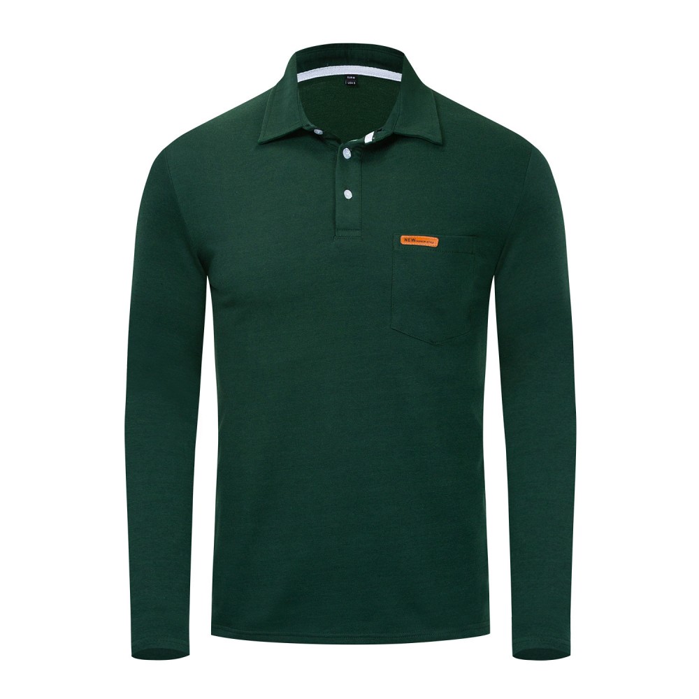 Autumn and winter plus size men's long-sleeved polo shirt men's shirt lapel shirt 062