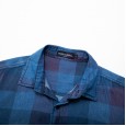 Plus size men's autumn and winter long-sleeved denim shirt plaid shirt 4