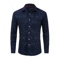Men's spring and summer new cotton long-sleeved shirt casual printed shirt 187