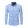 Ouma Men's Fashion Print Shirt Casual Lapel Cotton Shirt 223
