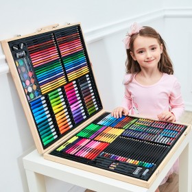 Children's watercolor pen stationery set wooden gift gift box painting material 36 color crayon art primary school painting tools
