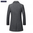Jian Yi autumn and winter lapel men's woolen Korean slim trench coat mid-length men's woolen coat