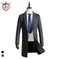 Siqilong autumn and winter woolen coat men's mid-length Korean version of the slim double-breasted coat trench coat men's jacket