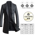 Siqilong autumn and winter woolen coat men's mid-length Korean version of the slim double-breasted coat trench coat men's jacket