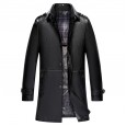 Men's ecological leather leather jacket in the long section of the stand collar leather jacket