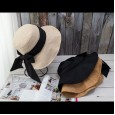 Hat female Xia Keza horsetail sunscreen linen fisherman hat Japanese bow big eaves sun hat folding face mask