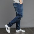 Men's straight high waist jeans wild stretch jeans large size fat trousers fat guy pants 77