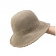 Hat female solid color breathable knitted fisherman hat chic wild casual simple sun hat wave side basin hat straw hat