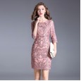 Women's autumn new brand large size clothing middle and old dress long sleeves