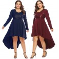Autumn and winter plus size plus size women's sequin dress dress