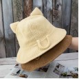 Japanese sweet cute cat ears fisherman hat female summer breathable cotton and linen sunscreen hat wild student basin hat