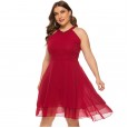 Fat mm large size women's dress hanging neck sleeveless chiffon dress skirt
