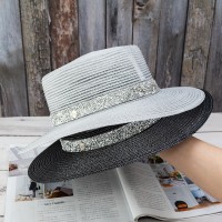 Korean version of the flat eaves PVC straw hat female Japanese rhinestone M standard star beach travel wisp transparent empty sunshade hat