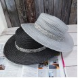 Korean version of the flat eaves PVC straw hat female Japanese rhinestone M standard star beach travel wisp transparent empty sunshade hat