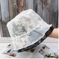 Lace mesh transparent fisherman hat female Korean version of the wild tide thin section flower hollow bucket hat sun protection sun hat