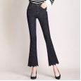 Real shot spring and autumn new personality micro-la jeans women high waist elastic tight skinny thin trumpet trousers women