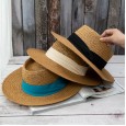 Temperament casual straw hat female summer seaside weave wide-brimmed flat-top straw hat sunscreen shade vacation