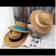 Temperament casual straw hat female summer seaside weave wide-brimmed flat-top straw hat sunscreen shade vacation