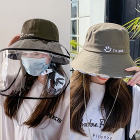 Removable protective cap isolation dust spit splash fisherman hat smiley chain hat men and women spring and summer