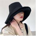 Fisherman hat female summer wild foldable oversized brim travel to cover face anti-ultraviolet tide sun hat