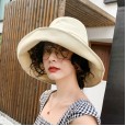 Fisherman hat female summer wild foldable oversized brim travel to cover face anti-ultraviolet tide sun hat