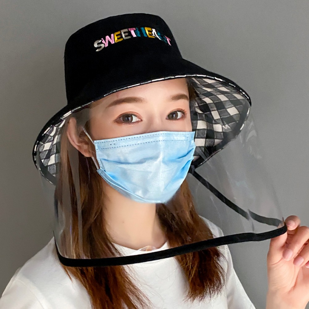 Protective hat anti-spray saliva wind sand anti-hat big edge transparent isolation fisherman hat men and women spring and summer