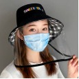 Protective hat anti-spray saliva wind sand anti-hat big edge transparent isolation fisherman hat men and women spring and summer
