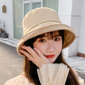 Black fisherman hat female summer small fresh small edge flanging sunscreen sun hat sun hat male tide