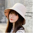 Tide female hat spring and summer new outdoor sunshade hat printed letters fisherman hat lips double-sided cloth hat